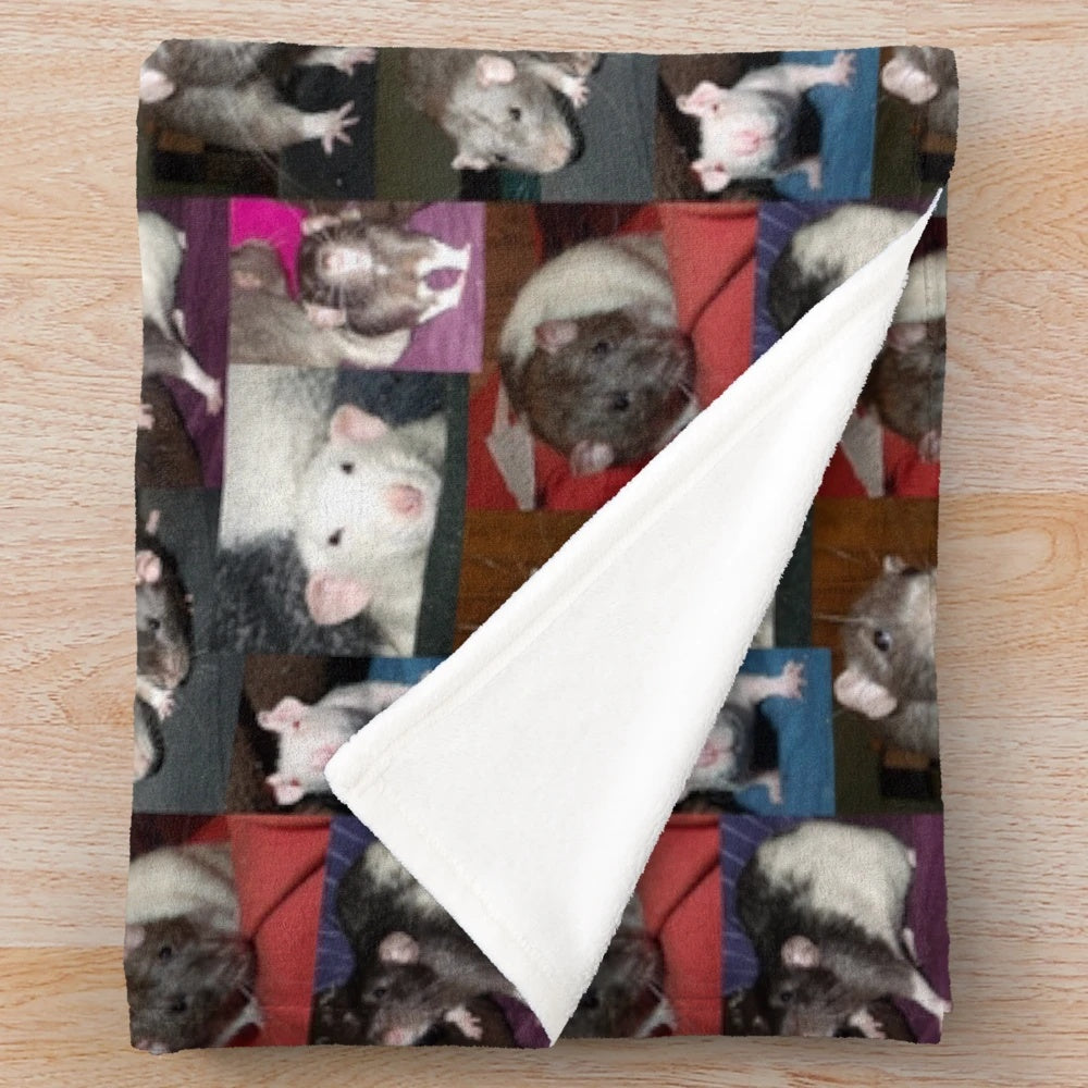 Cozy rat plush blanket with soft, snuggly material for pet rats