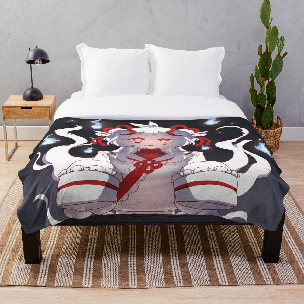 Soft and cozy plush blanket featuring the cute anime character Boo from Sapphire Amane