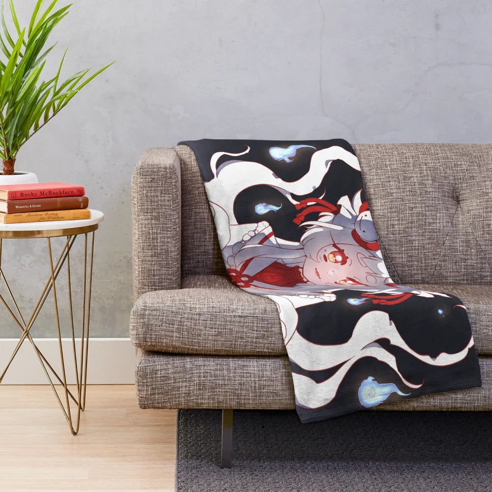 Soft and cozy plush blanket featuring the cute anime character Boo from Sapphire Amane