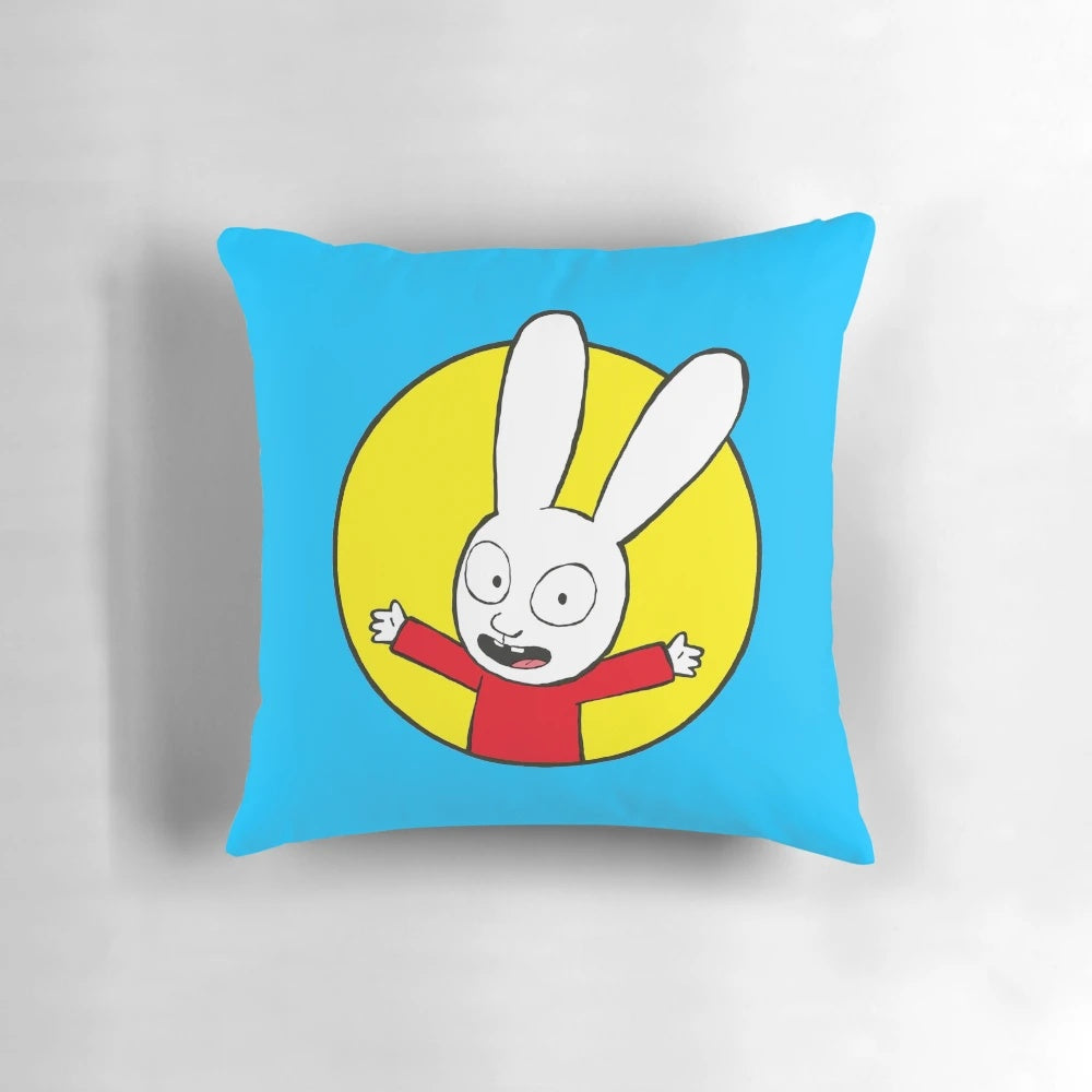 Soft and plush Simon the Rabbit cartoon character pillow