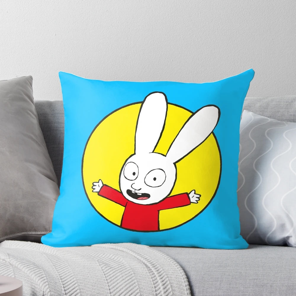 Soft and plush Simon the Rabbit cartoon character pillow
