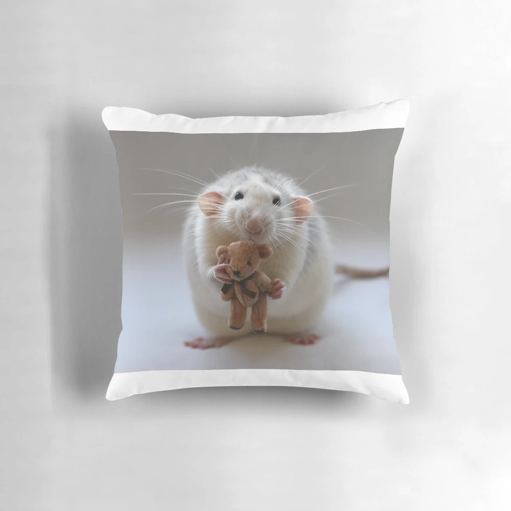 Cozy stuffed bear pillow with a friendly, huggable design