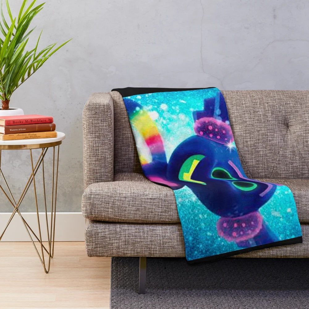 Trollex Plush Blanket with Vibrant Troll Characters