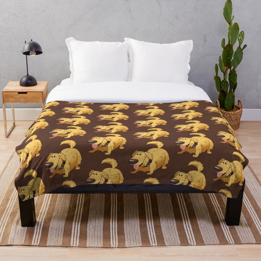 Cozy Up-themed Dug the Golden Retriever plush blanket