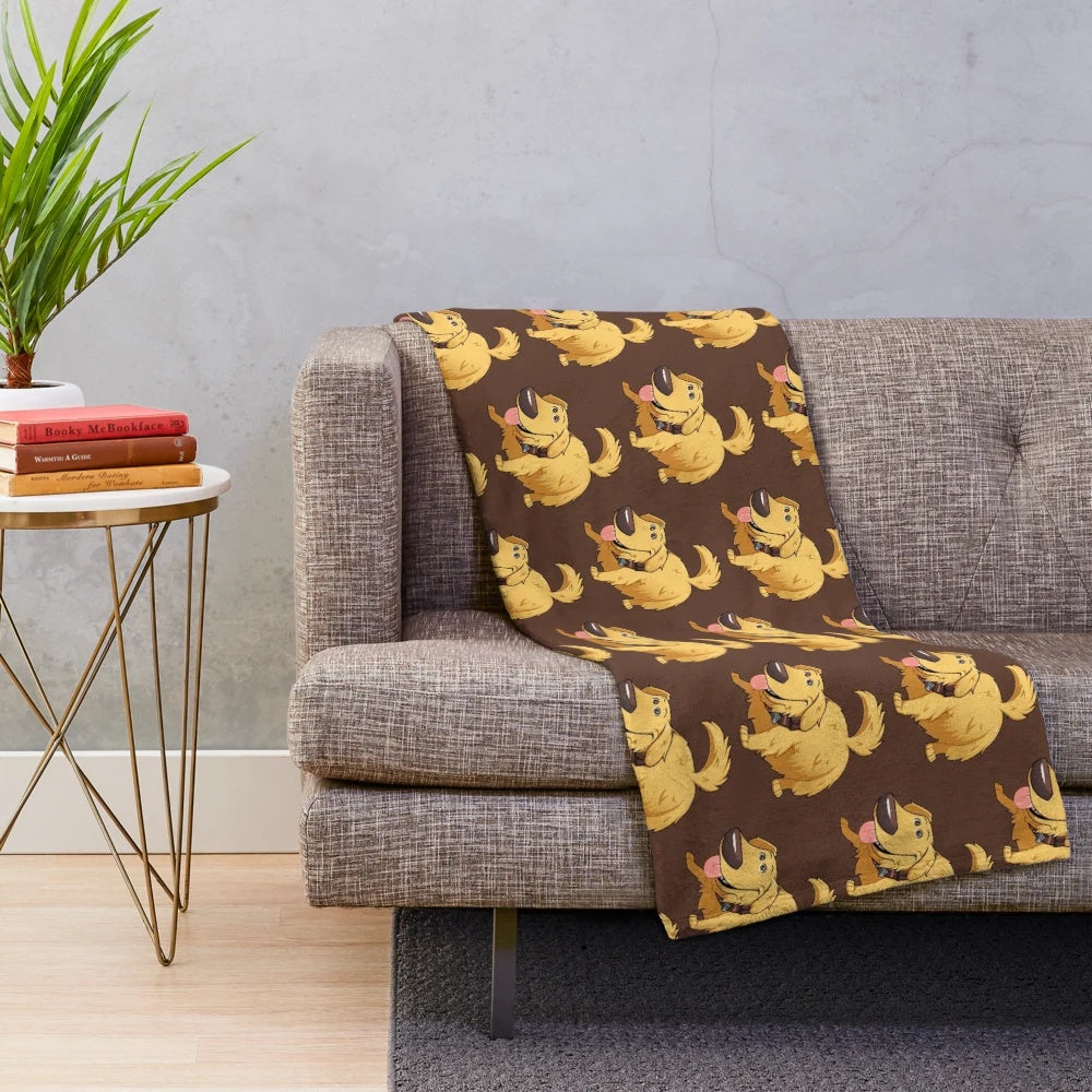 Cozy Up-themed Dug the Golden Retriever plush blanket