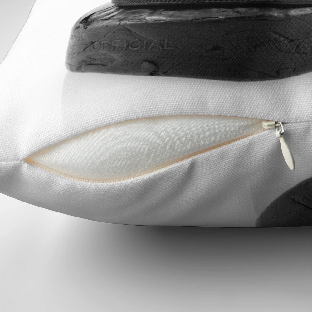 Cozy and Stylish Ice Hockey Pucks Pillow Featuring a Black and White Design