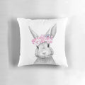 Cozy and Adorable Spring Bunny Decorative Pillow with Floral Wreath