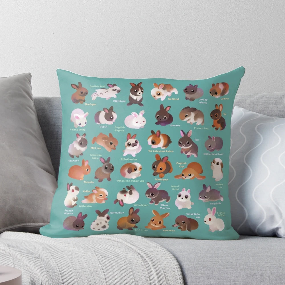 A soft and fluffy pillow in the shape of a bunny, perfect for adding a touch of coziness to your home.
