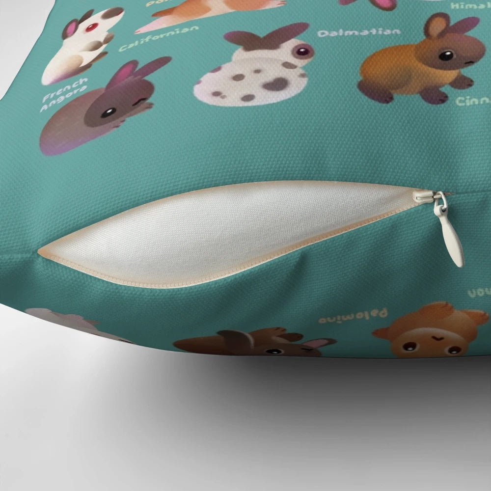 A soft and fluffy pillow in the shape of a bunny, perfect for adding a touch of coziness to your home.