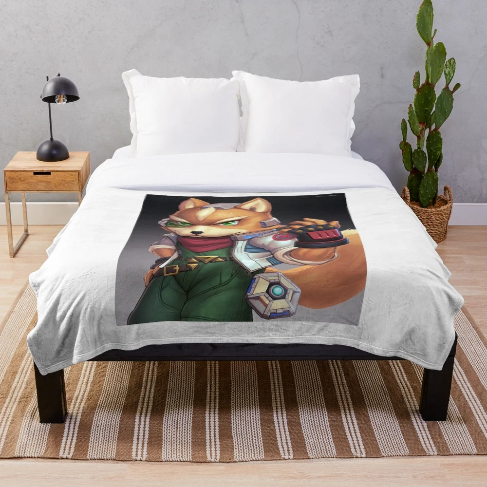 Soft and cozy plush fox blanket for Nintendo fans