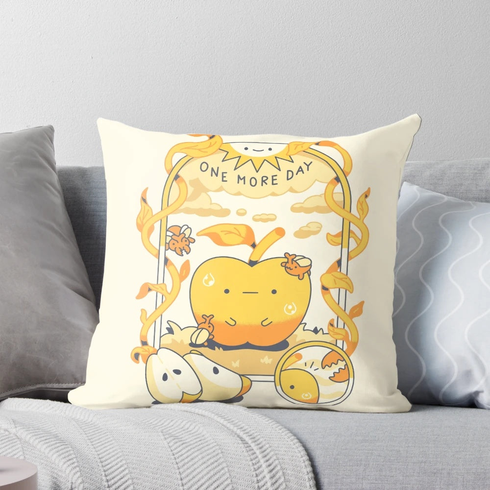 Soft and plush "One More Day" pillow with nature-inspired design