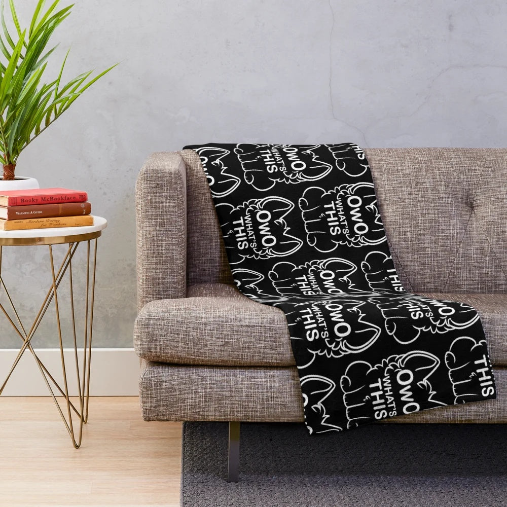 Soft and cozy "OwO What's This?" plush blanket with cute animal designs