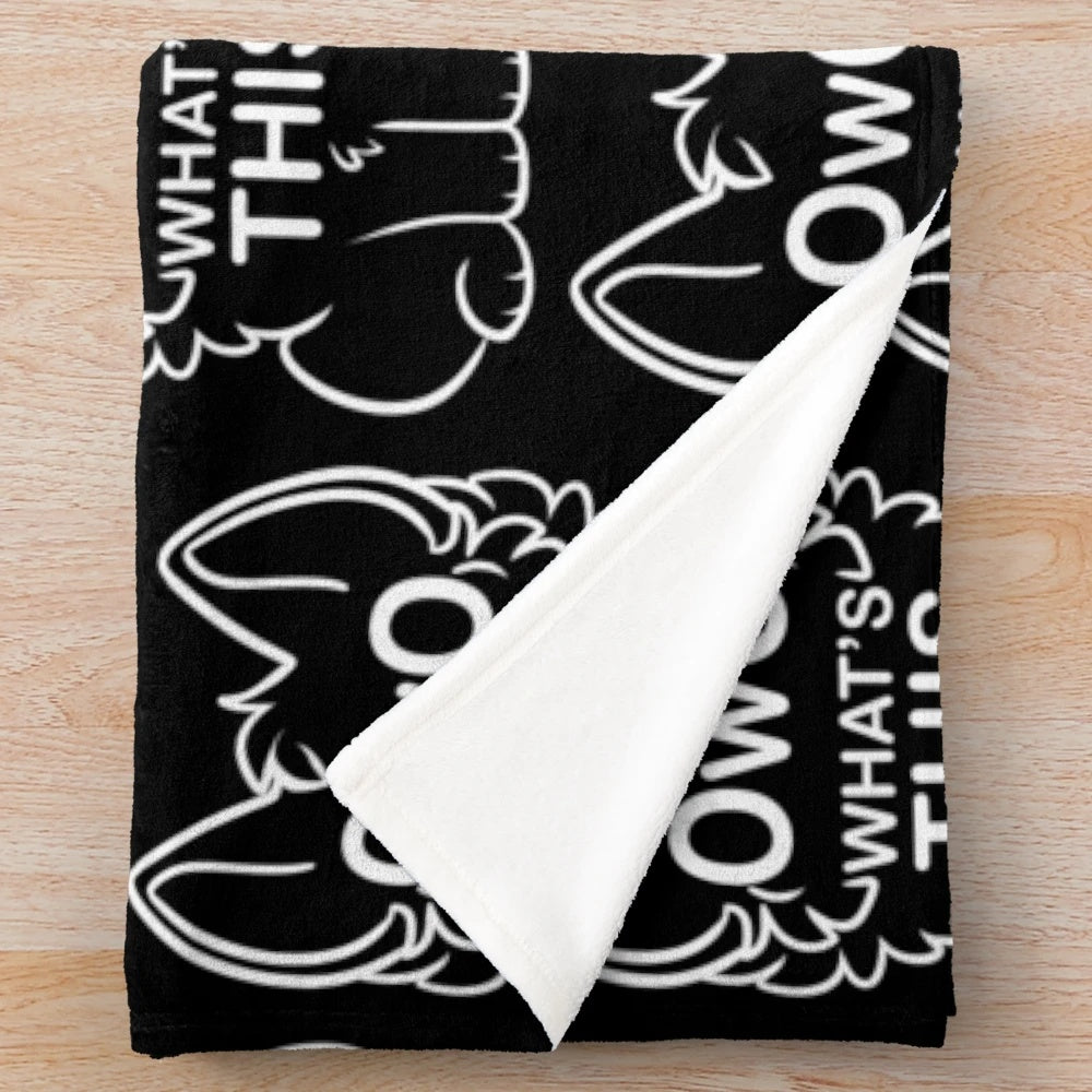 Soft and cozy "OwO What's This?" plush blanket with cute animal designs