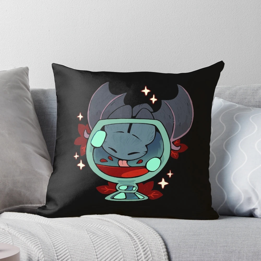 A soft, plush vampire bat pillow in a spooky yet cute design, perfect for Halloween home decor.