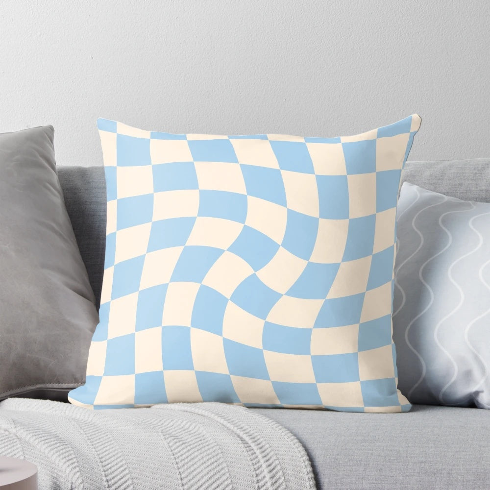Cozy blue twist accent pillow for nursery and bedroom