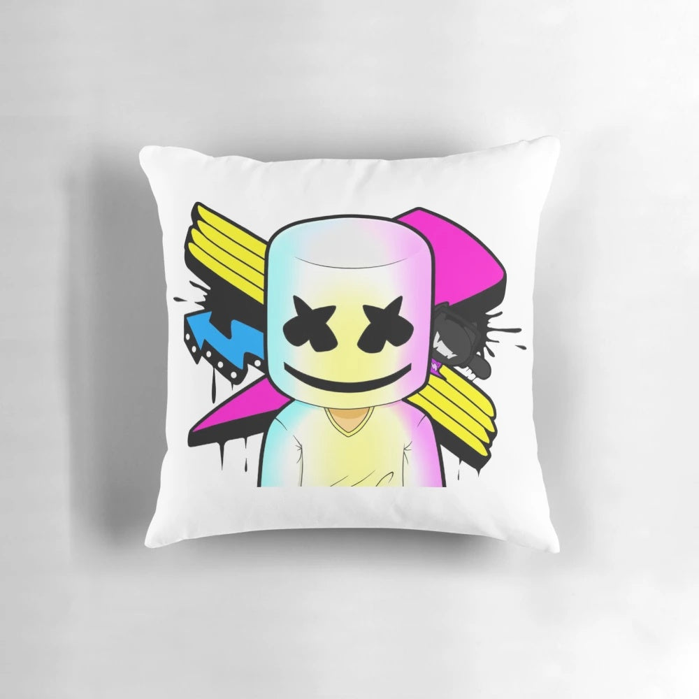 Plush DJ Marshmallow Pillow with Colorful Designs for Music Enthusiasts