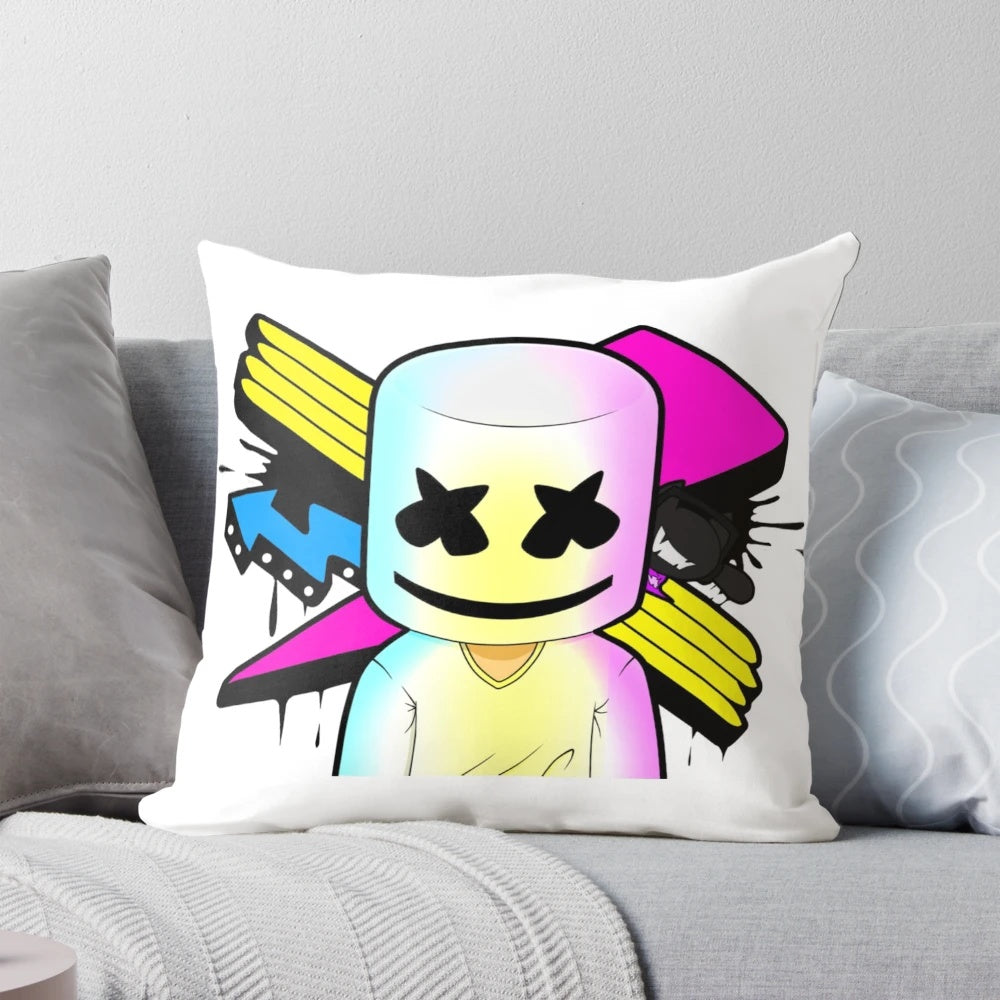 Plush DJ Marshmallow Pillow with Colorful Designs for Music Enthusiasts