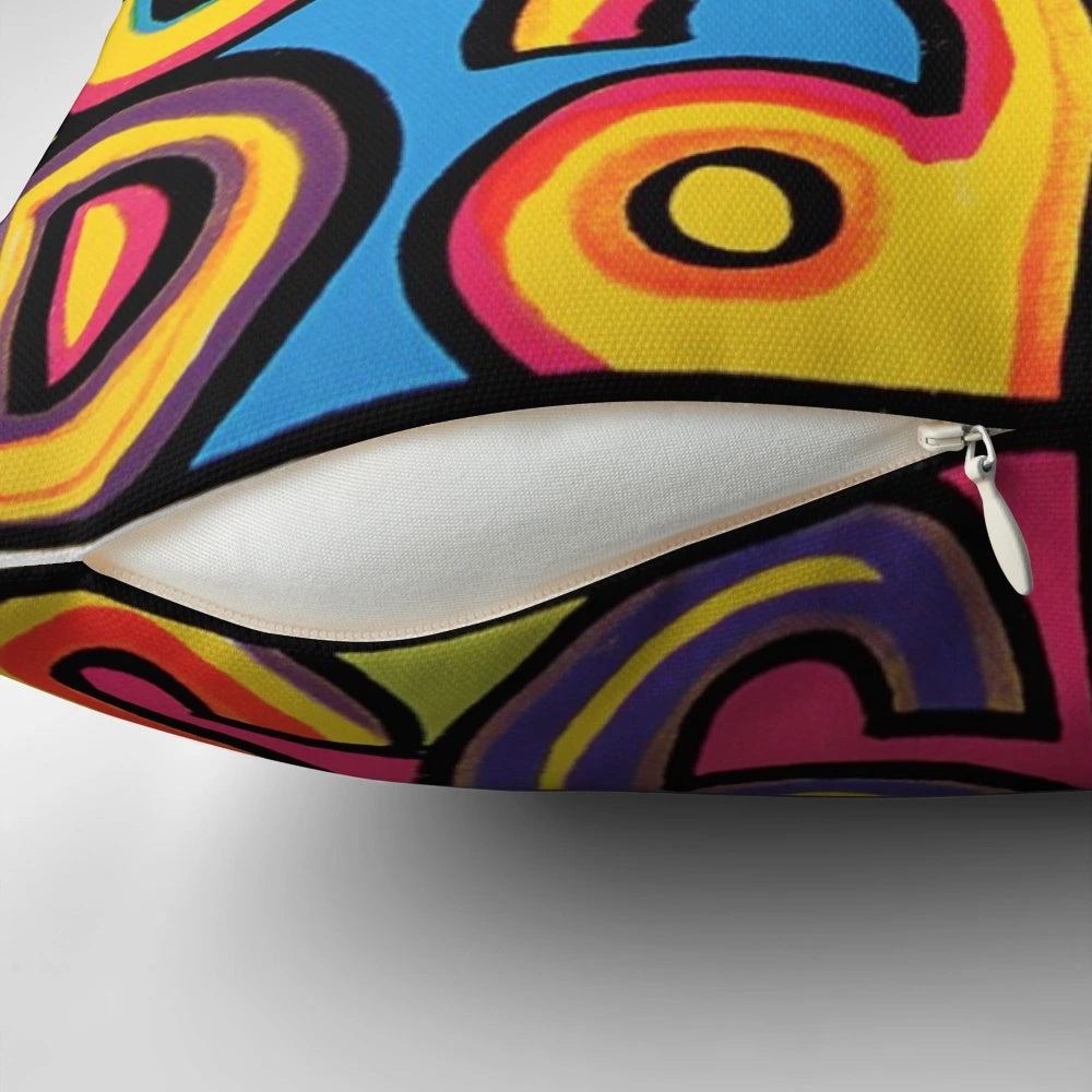 Cozy "Happy Mondays" themed throw pillow featuring the iconic band's logo