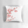 Soft, pink cherry blossom flower design printed on a comfortable throw pillow