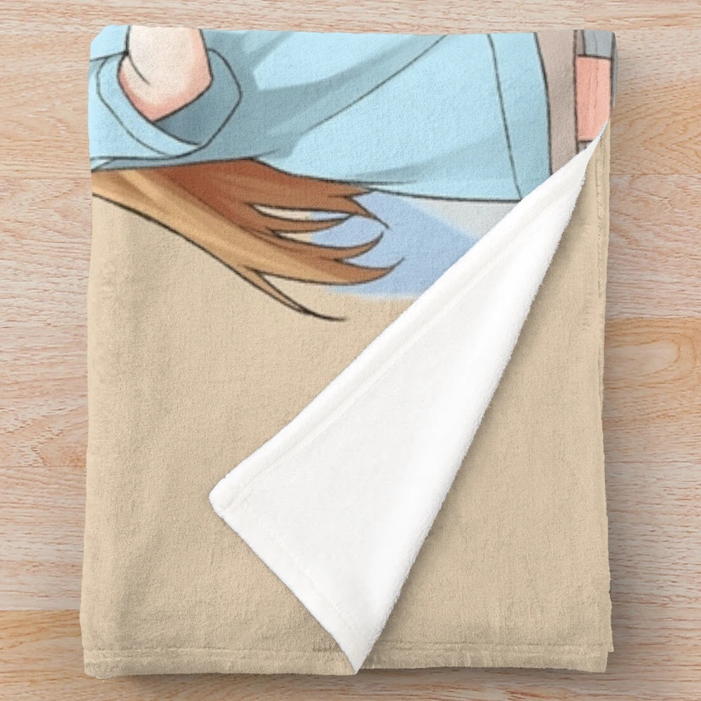 Cells at Work plush blanket featuring red blood cells, white blood cells, and platelets