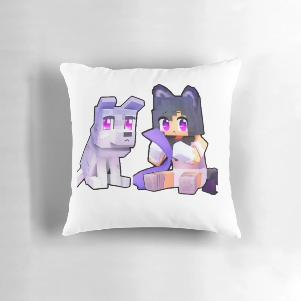 Soft and plush Aphmau cat-themed pillow, featuring the popular YouTube personality's signature feline design.