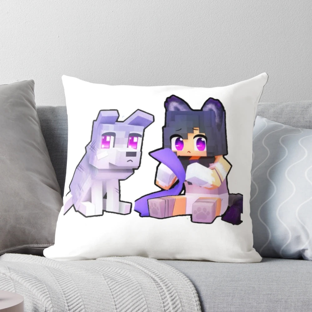Soft and plush Aphmau cat-themed pillow, featuring the popular YouTube personality's signature feline design.