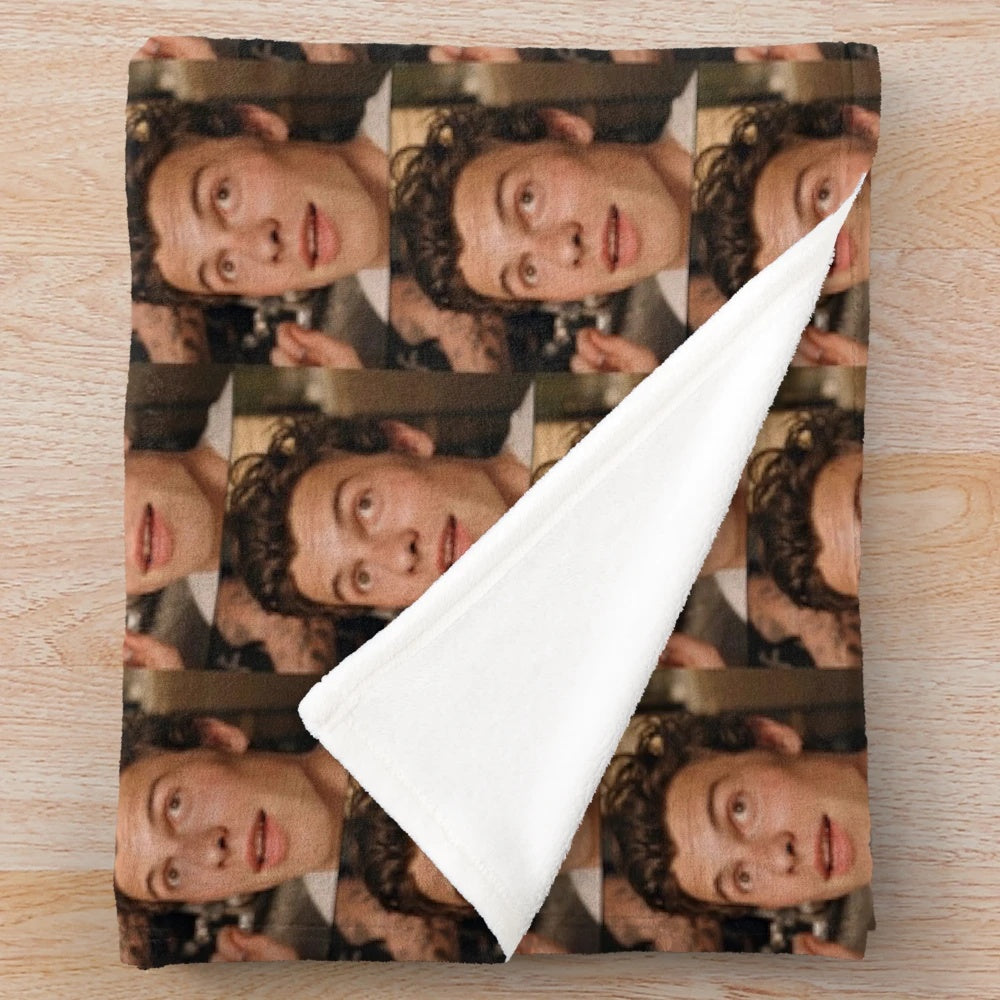 Soft and cozy plush blanket featuring a baby angel design inspired by singer Shawn Mendes