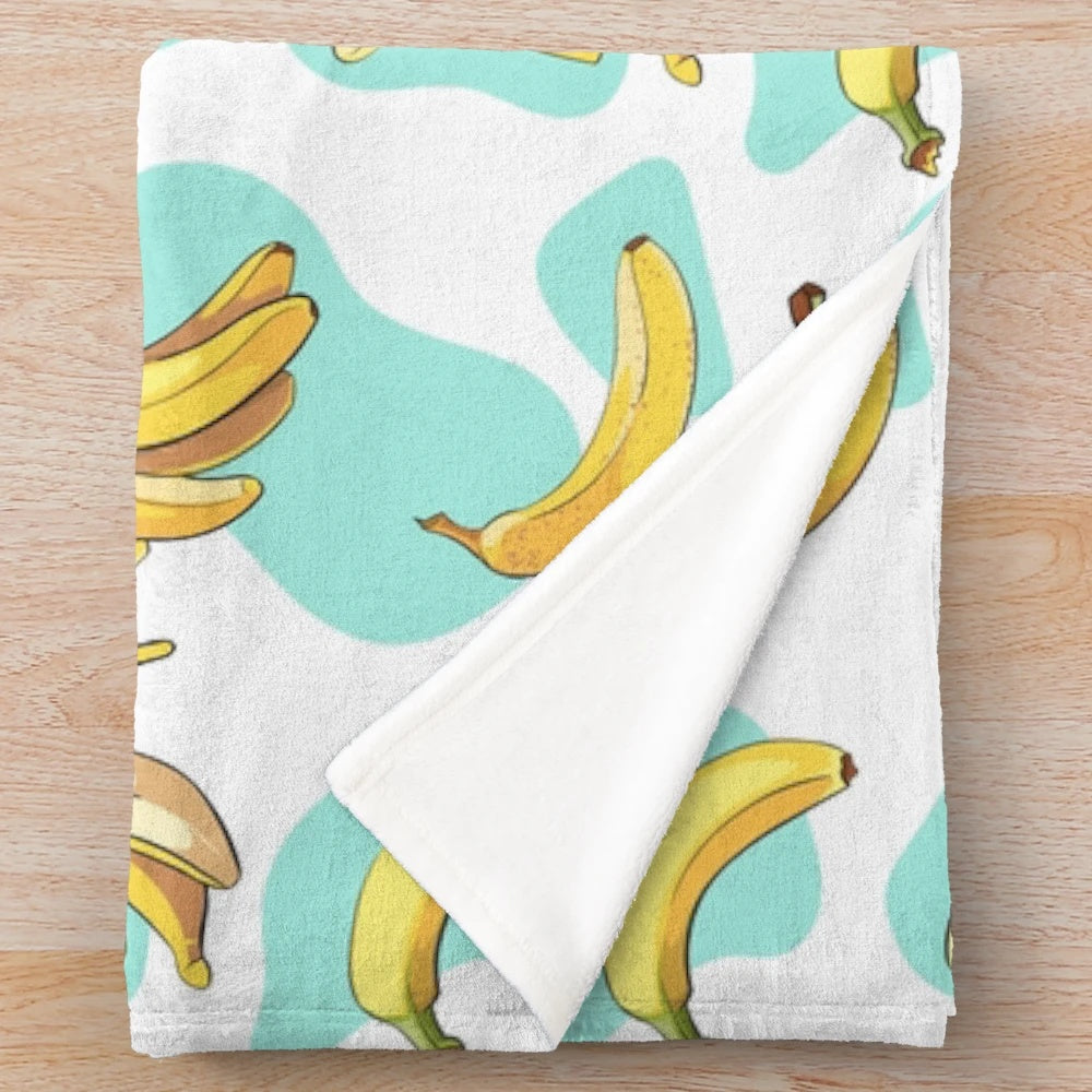 Soft, cozy banana patterned plush blanket for pets
