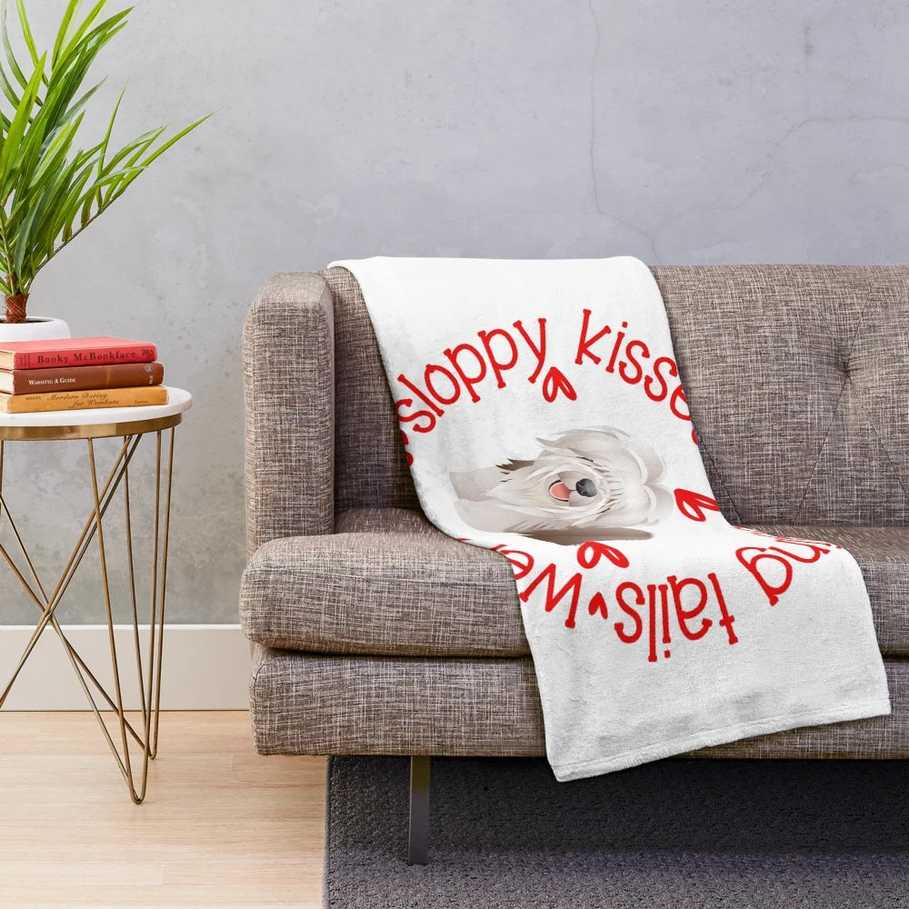 Bearded Collie Plush Blanket for Cozy Dog Snuggles
