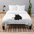 A soft, plush black cat themed blanket for cuddly comfort