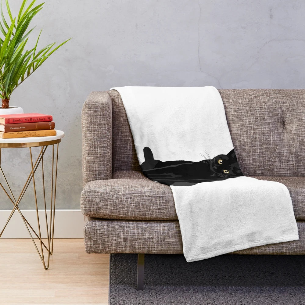 A soft, plush black cat themed blanket for cuddly comfort