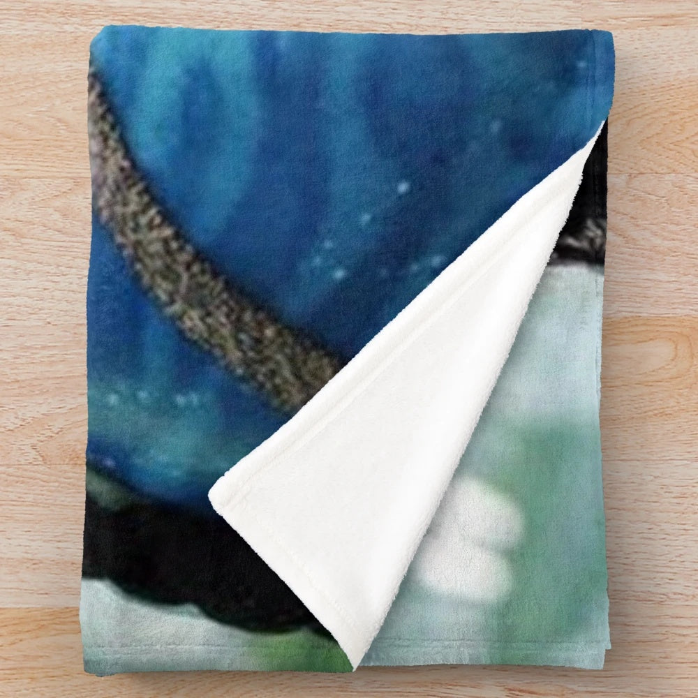 Blue couple avatar design printed on a soft, cozy plush blanket