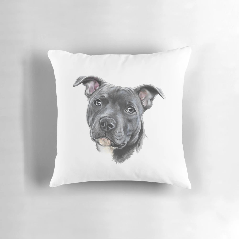 Soft and cozy blue staffy stafforshire bull terrier bully dog pillow