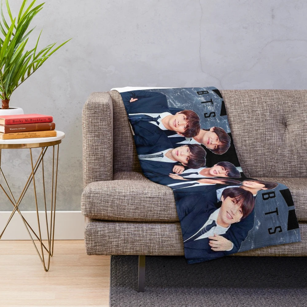 Soft and cozy BTS plush blanket for kpop fans