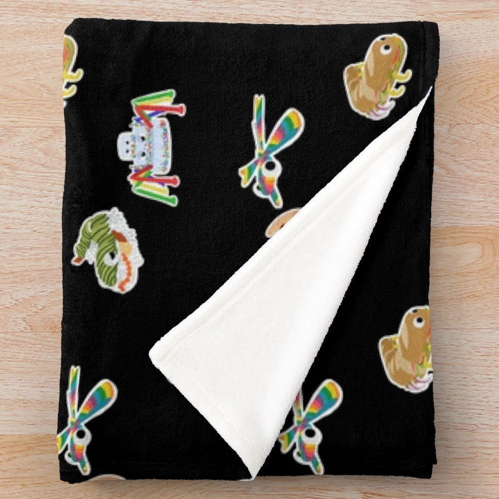 Cozy Bugsnax themed plush blanket