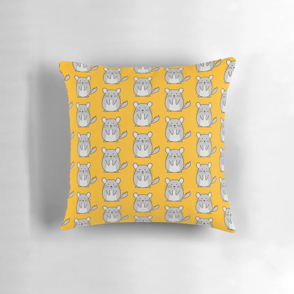 Cozy pillow featuring a cute chinchilla design