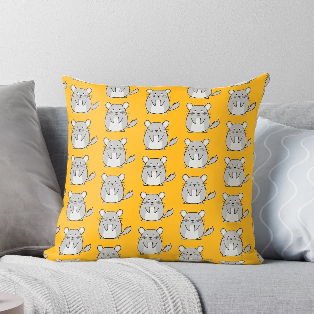 Cozy pillow featuring a cute chinchilla design
