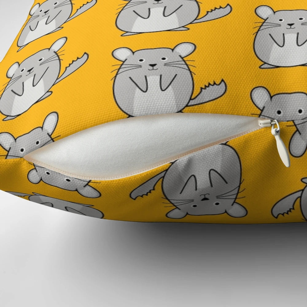 Cozy pillow featuring a cute chinchilla design
