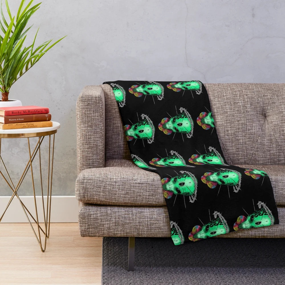 Alienx-inspired plush blanket with minimalist art design