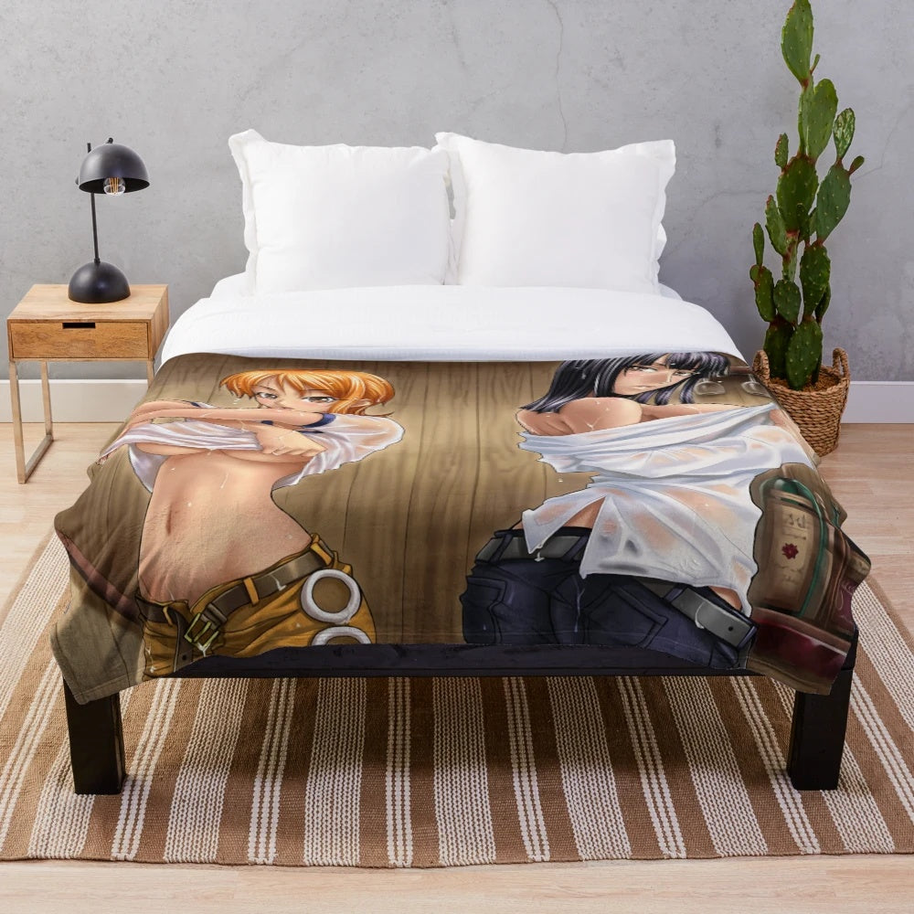Soft and cozy anime-inspired plush blanket