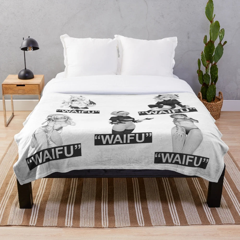 Soft and cozy anime-themed plush blanket with popular waifu design