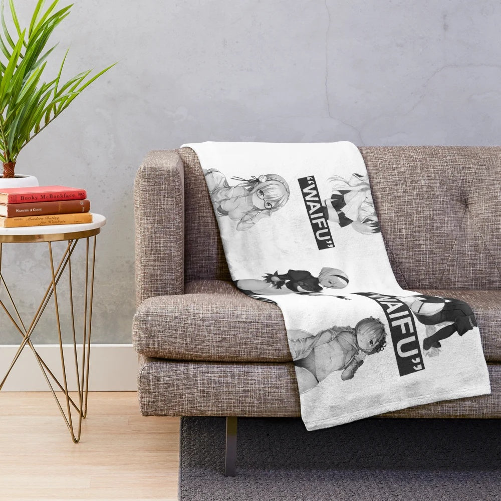 Soft and cozy anime-themed plush blanket with popular waifu design
