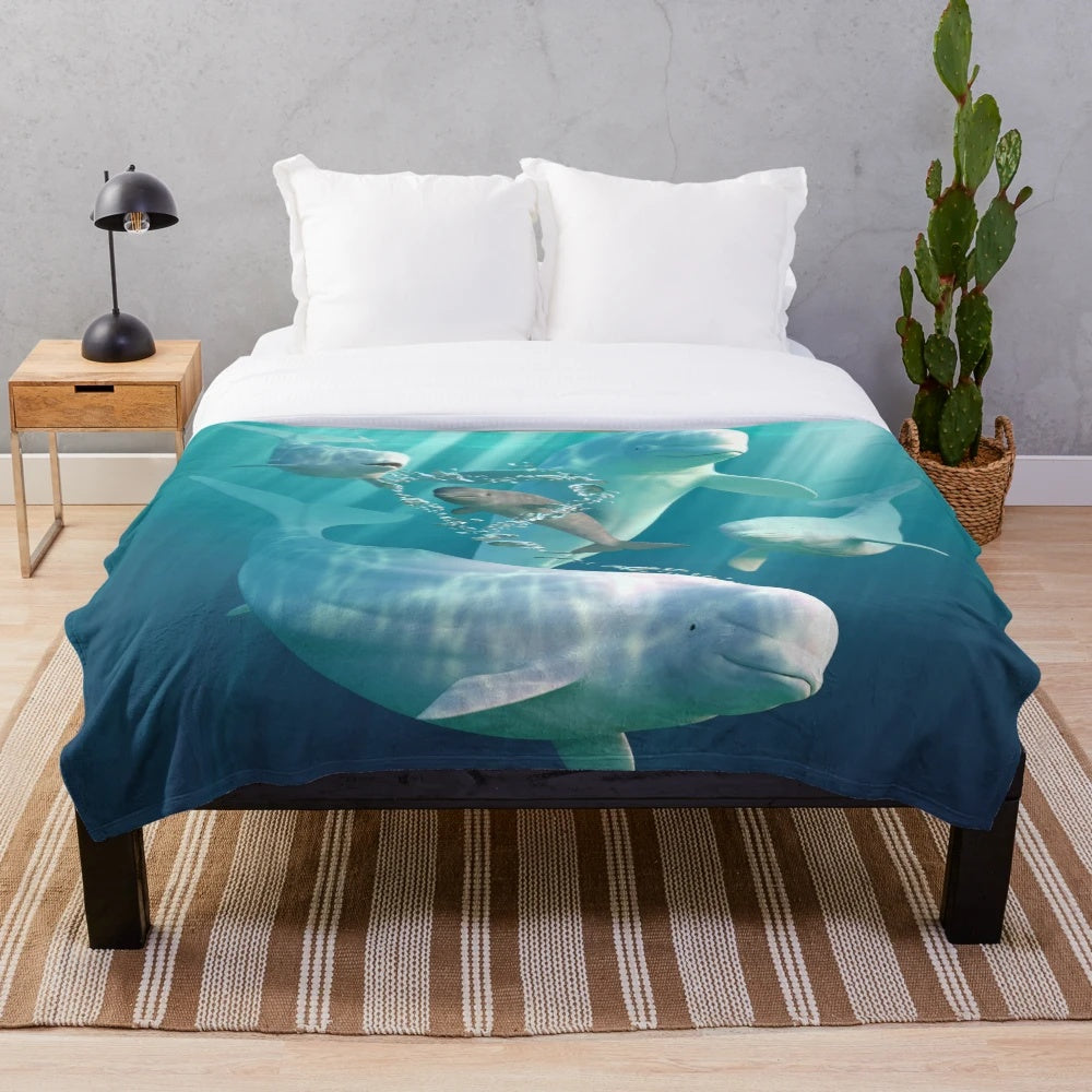 Beluga whale plush blanket for cozy and soft winter decor