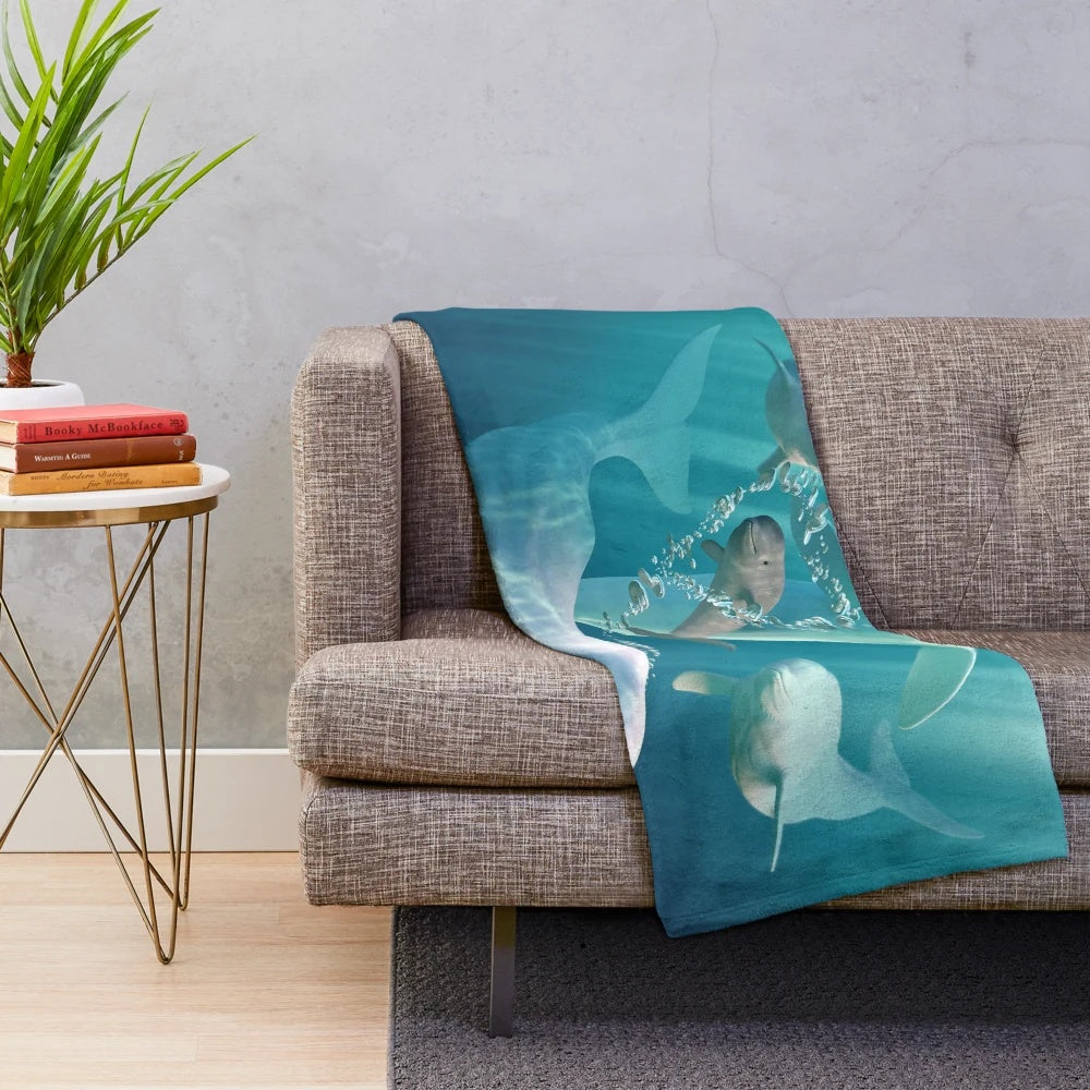 Beluga whale plush blanket for cozy and soft winter decor