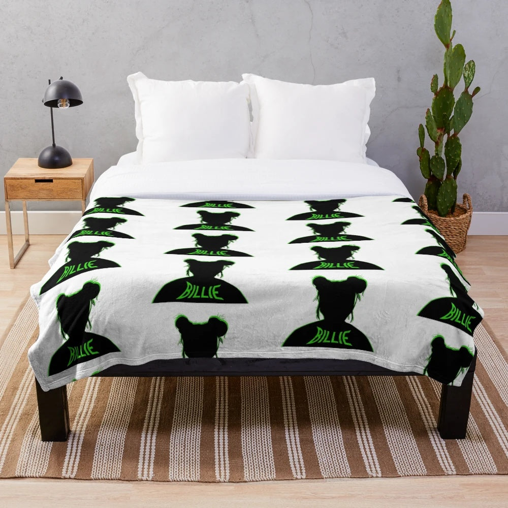 Billie Eilish inspired green plush blanket