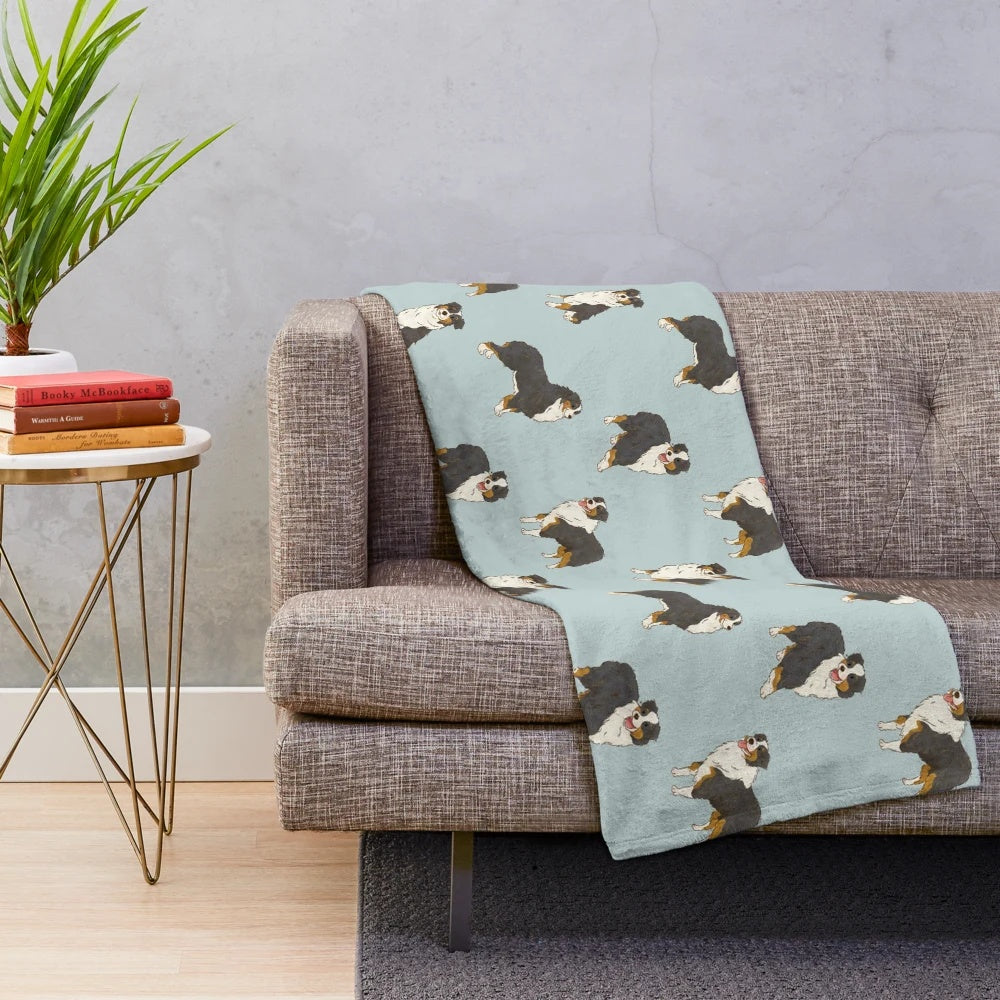 Black Tri Australian Shepherd Dog Plush Blanket