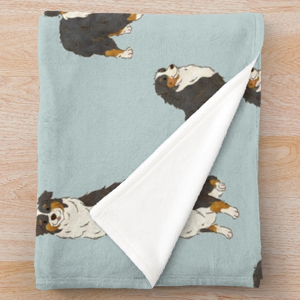 Black Tri Australian Shepherd Dog Plush Blanket