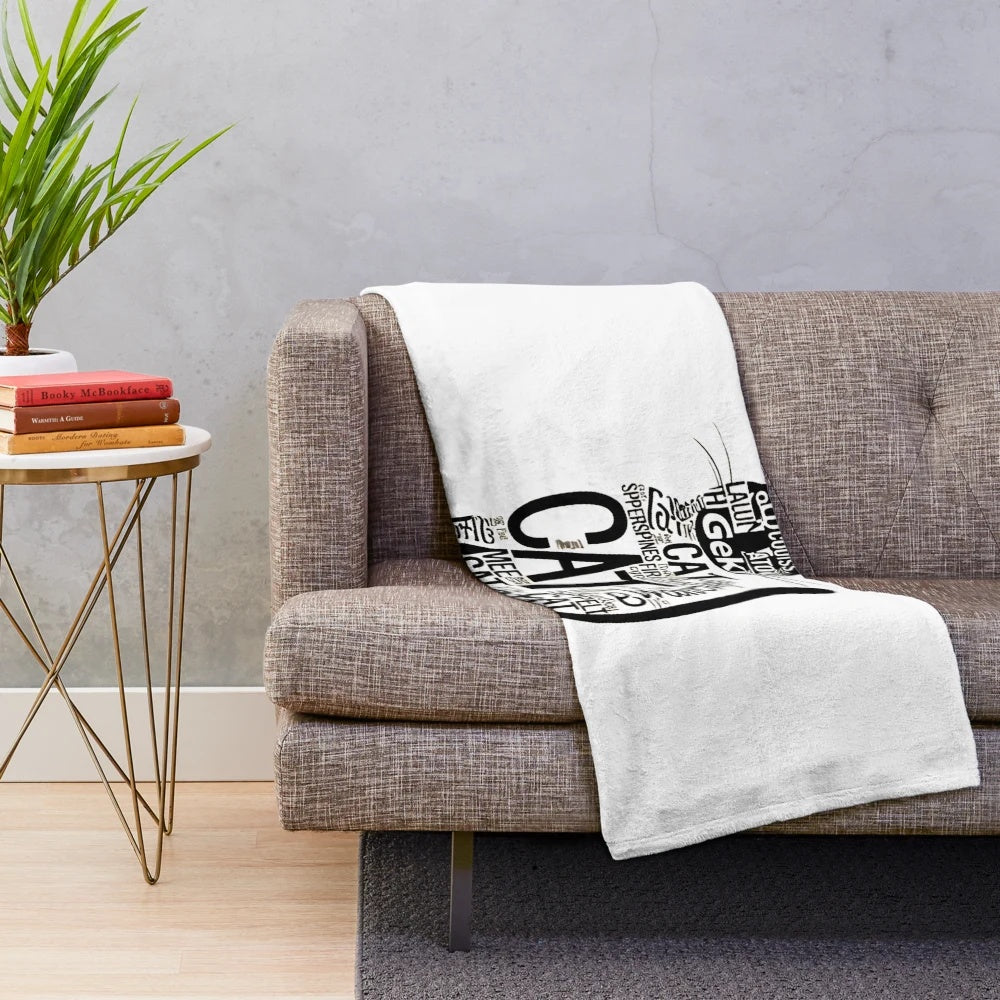 Soft and fluffy cat-themed plush blanket for cozy home decor