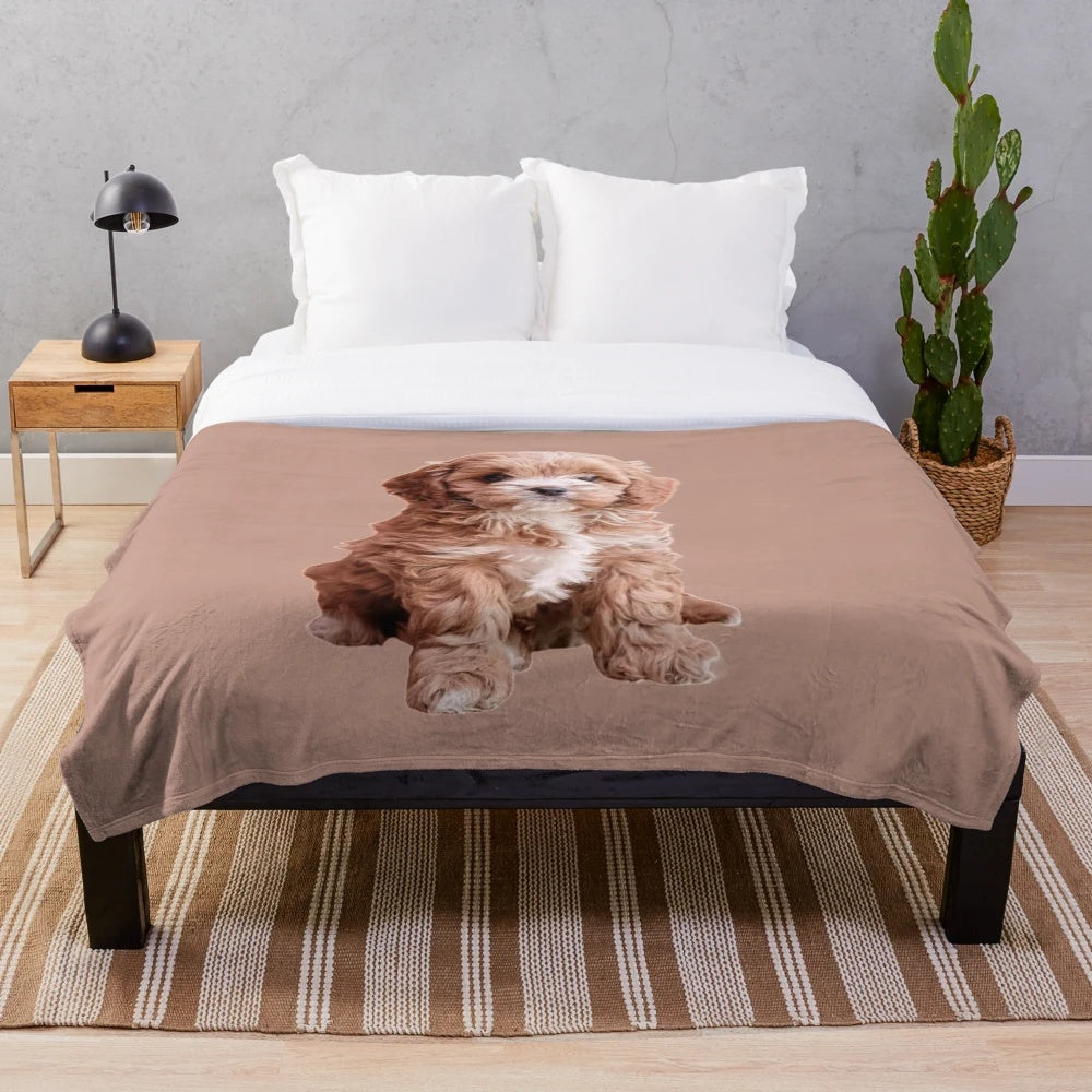 Cavapoo plush blanket, soft and comfortable pet bedding