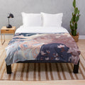Cherry blossom inspired plush blanket with a floral and kawaii design